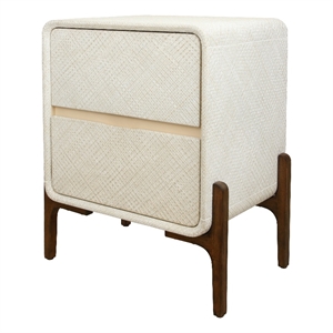 New Pacific Direct Lotie KD Nightstand/Side Table 2 Drawers Walnut Legs in White