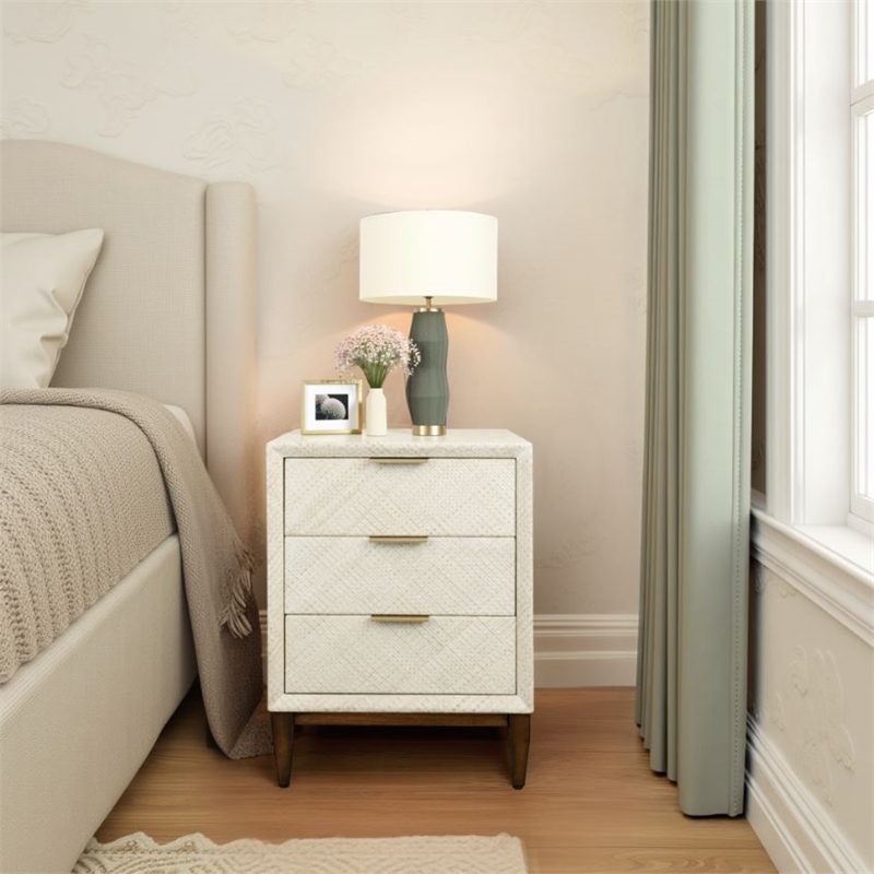 NPD Furniture Brinley KD Nightstand/Side Table 3 Drawers Walnut Legs