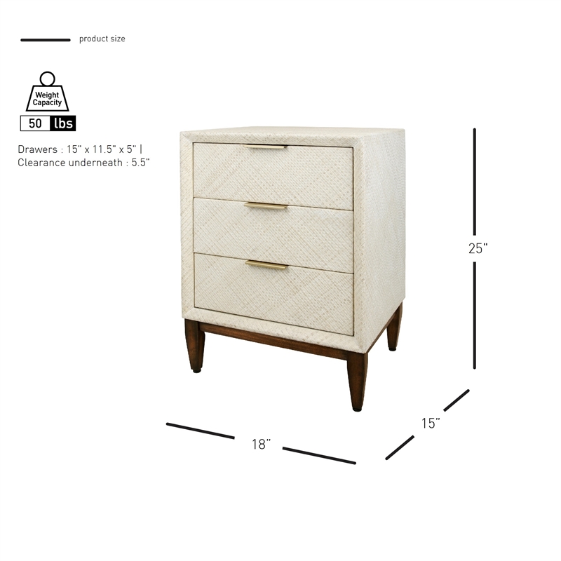 NPD Furniture Brinley KD Nightstand/Side Table 3 Drawers Walnut Legs