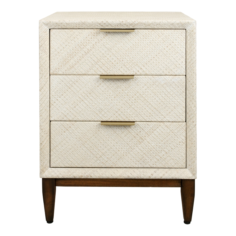 NPD Furniture Brinley KD Nightstand/Side Table 3 Drawers Walnut Legs