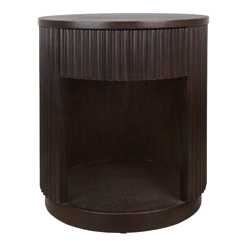 NPD Furniture Truro Round Nightstand/Side Table in Dark Brown