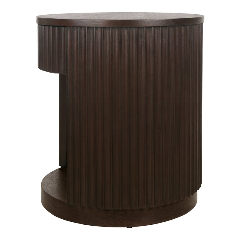 NPD Furniture Truro Round Nightstand/Side Table in Dark Brown