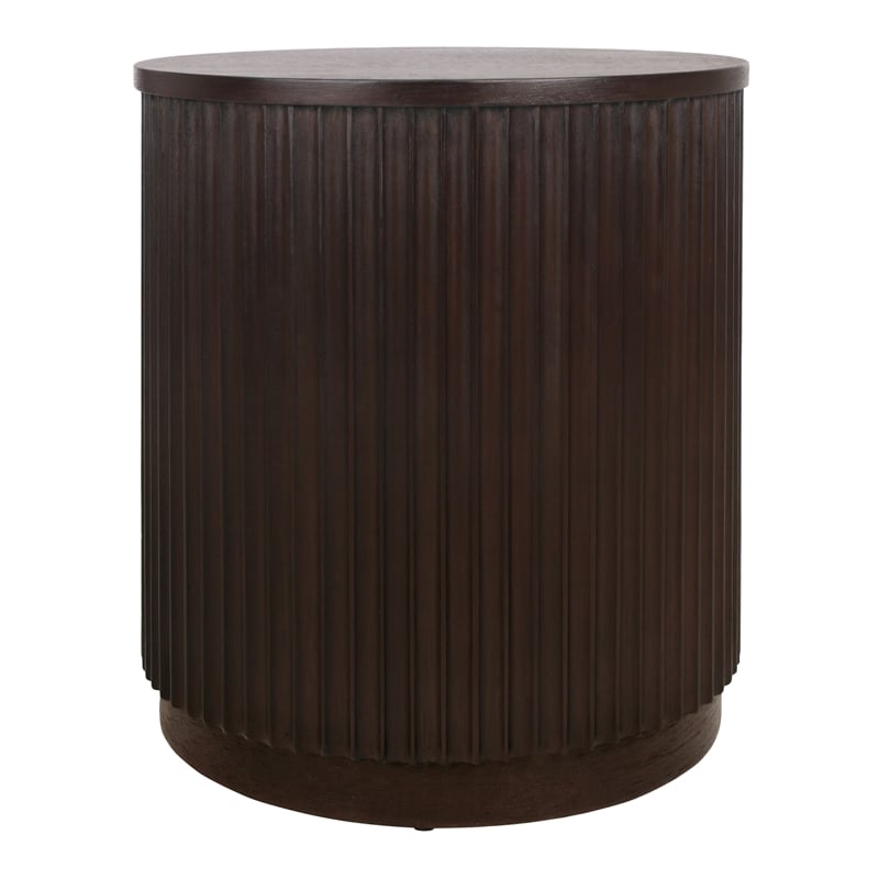 NPD Furniture Truro Round Nightstand/Side Table in Dark Brown