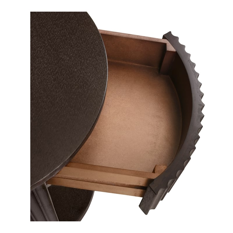 NPD Furniture Truro Round Nightstand/Side Table in Dark Brown