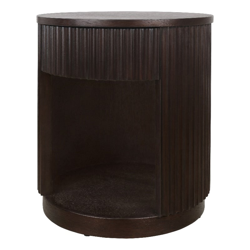 NPD Furniture Truro Round Nightstand/Side Table in Dark Brown