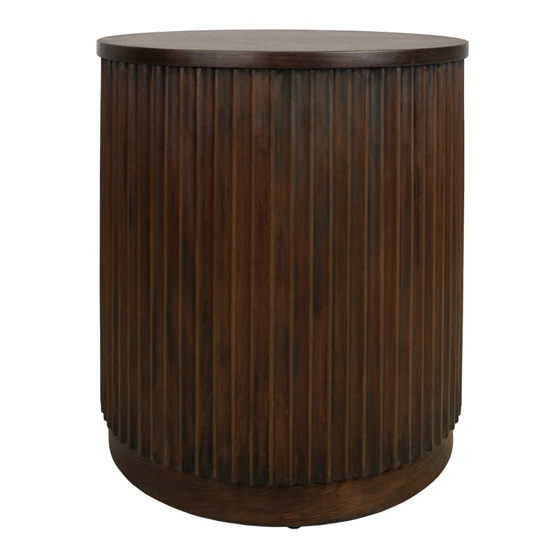 NPD Furniture Truro Round Nightstand/Side Table in Rustic Walnut