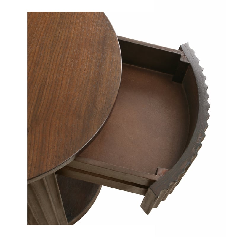 NPD Furniture Truro Round Nightstand/Side Table in Rustic Walnut