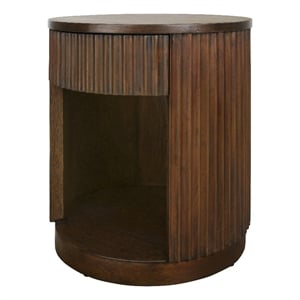 NPD Furniture Truro Round Nightstand/Side Table in Rustic Walnut