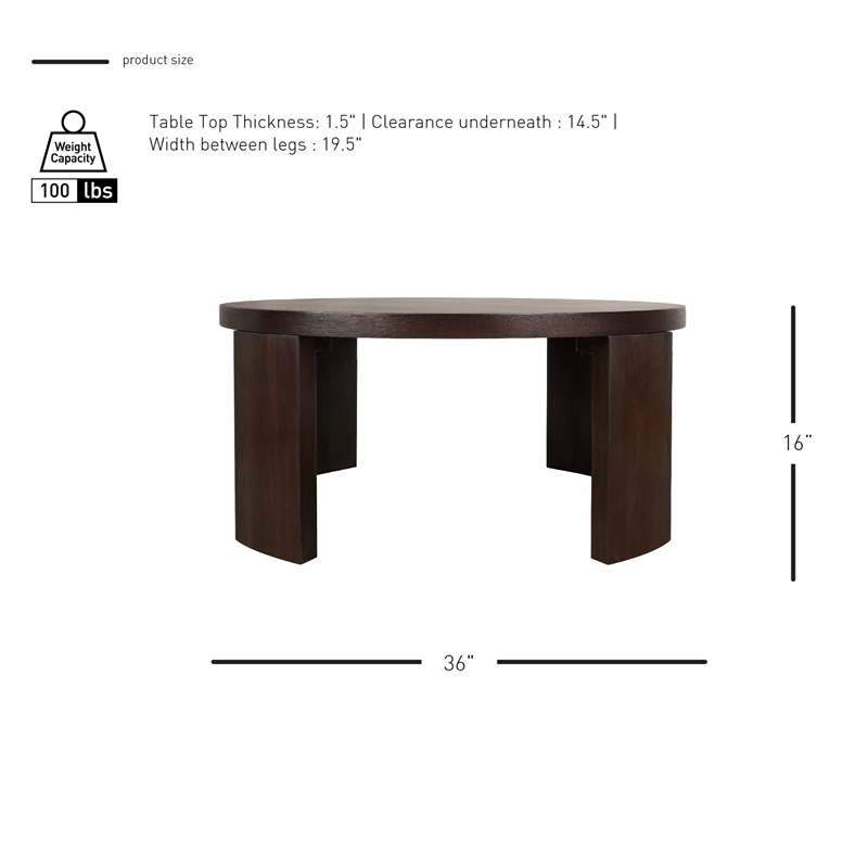 NPD Furniture Londyn KD Round Coffee Table in Dark Brown