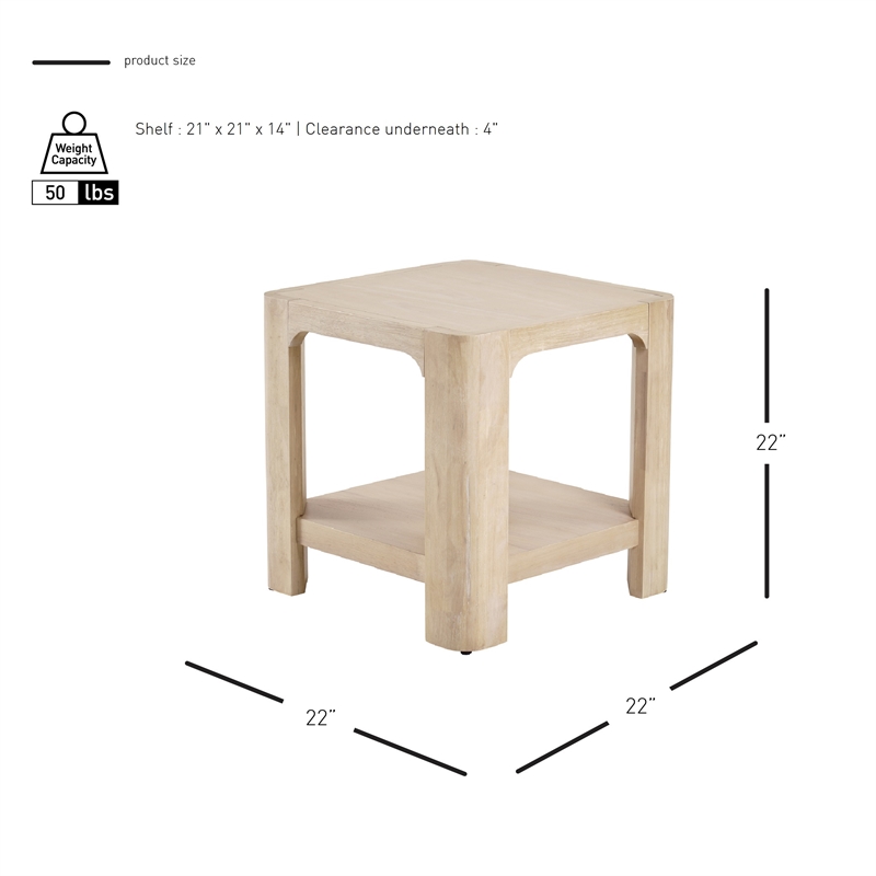 NPD Furniture Trevin KD Side/End Table with Open Shelf in Weathered Sand