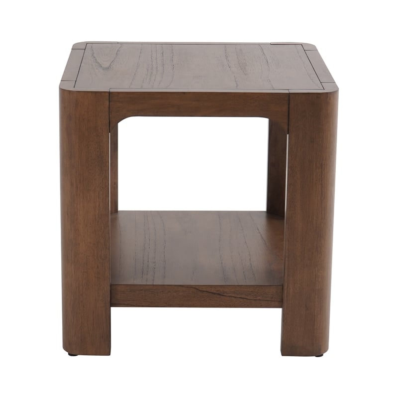 NPD Furniture Trevin KD Side/End Table with Open Shelf in Walnut