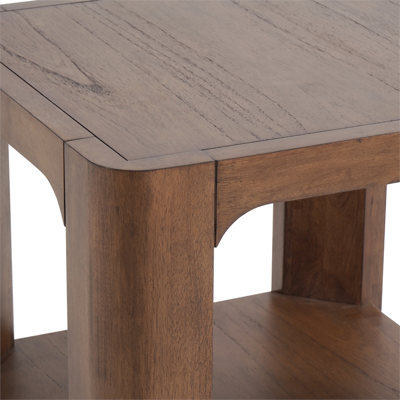 NPD Furniture Trevin KD Side/End Table with Open Shelf in Walnut