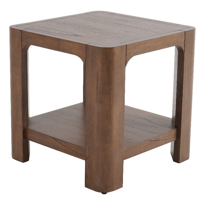 NPD Furniture Trevin KD Side/End Table with Open Shelf in Walnut