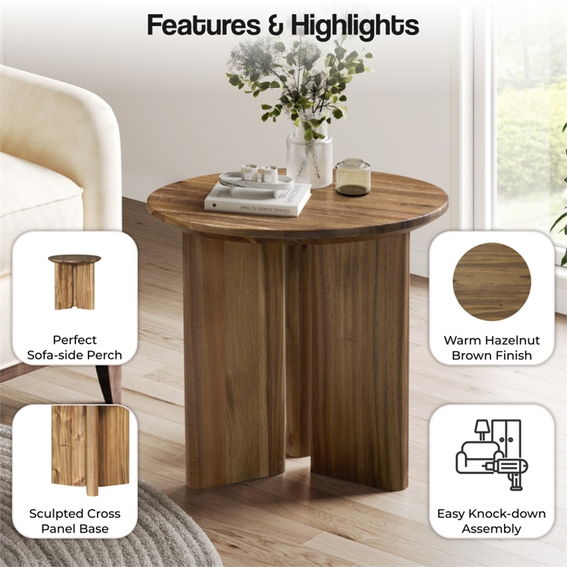 NPD Furniture Petrilio KD Side/End Table in Hazelnut Brown