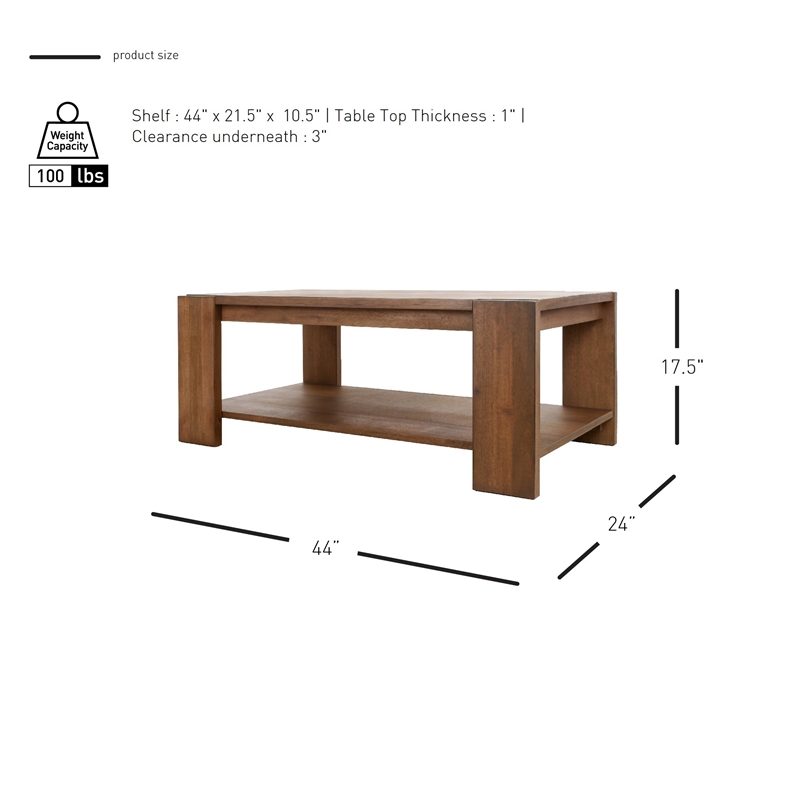 NPD Furniture Morton KD Rectangular Coffee Table in Rustic Walnut