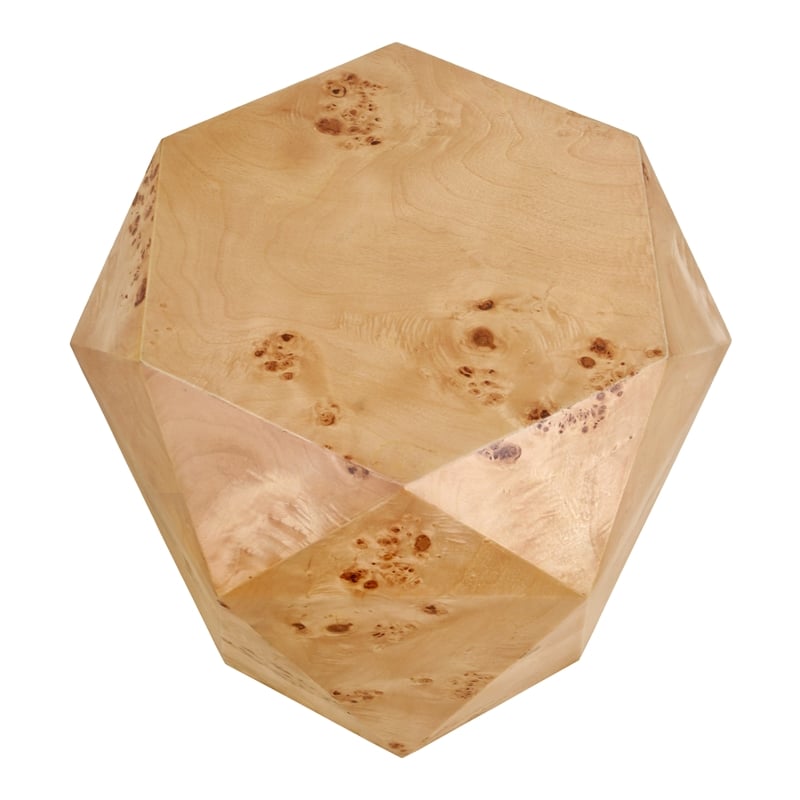 NPD Furniture Malva Burl Wood Side/End Table in Natural Burl