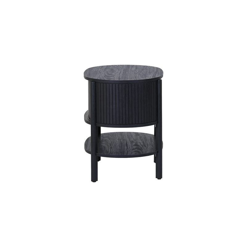 NPD Furniture Acelyn KD Tambour Nightstand/Side Table in Black
