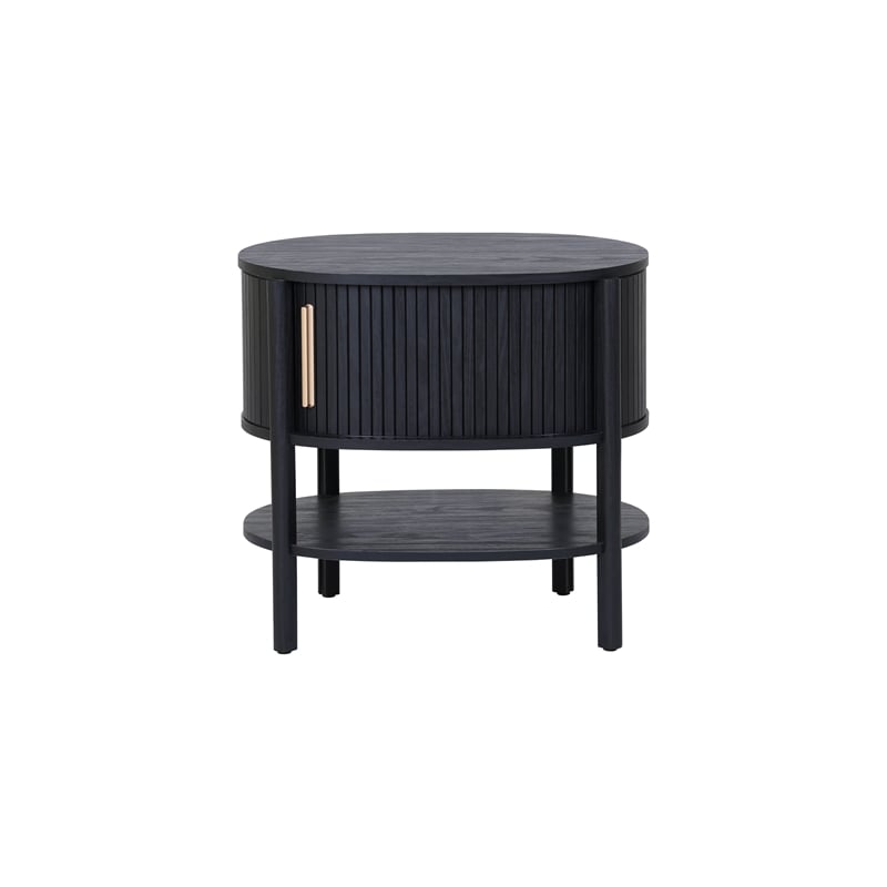 NPD Furniture Acelyn KD Tambour Nightstand/Side Table in Black