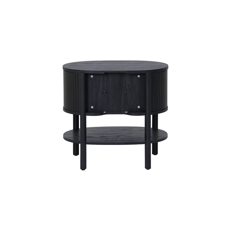 NPD Furniture Acelyn KD Tambour Nightstand/Side Table in Black