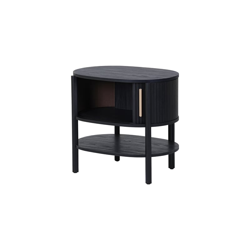 NPD Furniture Acelyn KD Tambour Nightstand/Side Table in Black