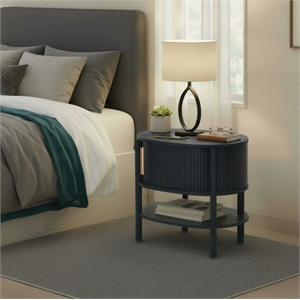 New Pacific Direct Acelyn KD Tambour Nightstand/Side Table in Black