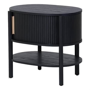 NPD Furniture Acelyn KD Tambour Nightstand/Side Table in Black