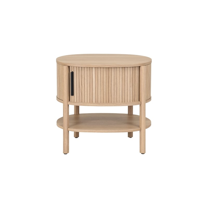 NPD Furniture Acelyn KD Tambour Nightstand/Side Table in Light Oak