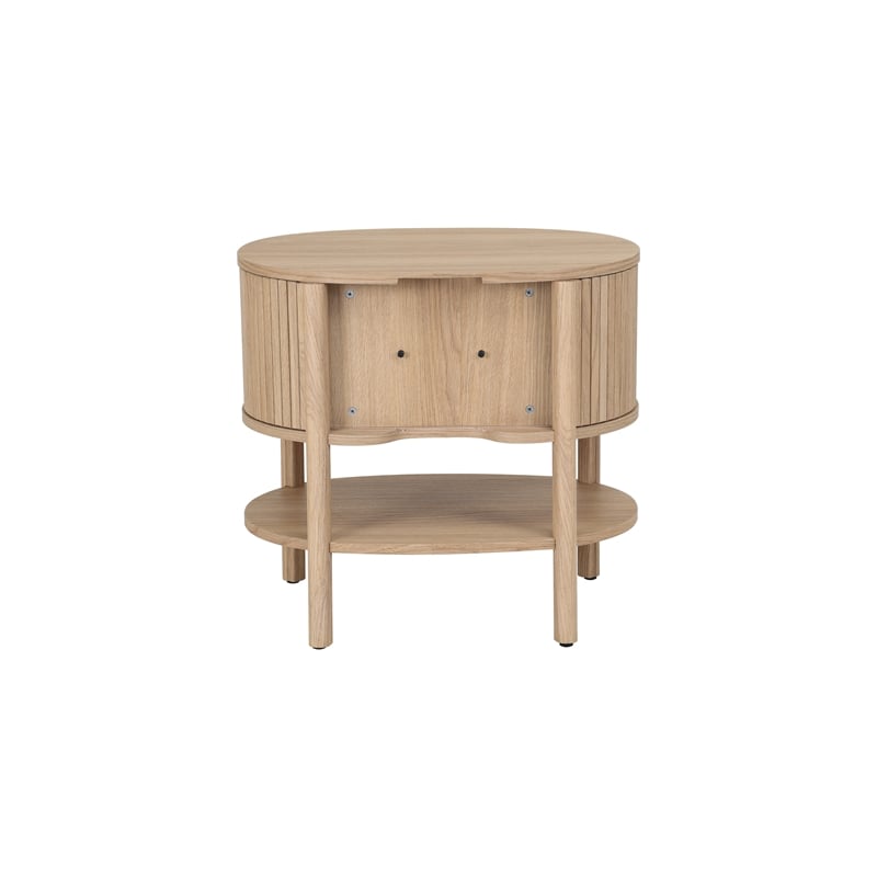 NPD Furniture Acelyn KD Tambour Nightstand/Side Table in Light Oak