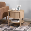NPD Furniture Acelyn KD Tambour Nightstand/Side Table in Light Oak
