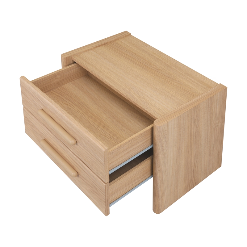 NPD Furniture Fortville KD Nightstand/Side Table 2 Drawers in Light Oak