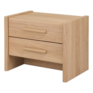 New Pacific Direct Fortville KD Nightstand/Side Table 2 Drawers in Light Oak