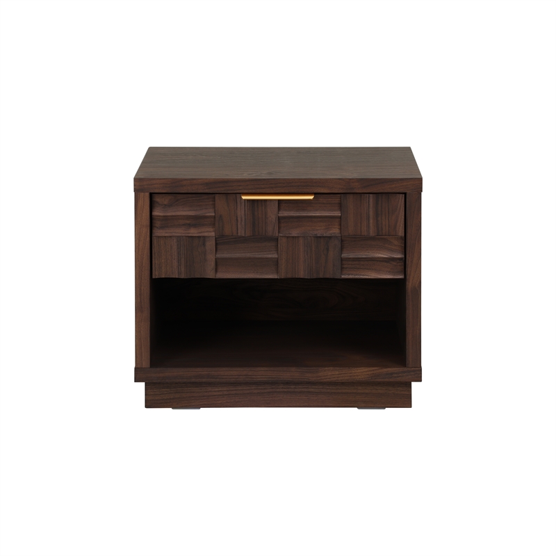 NPD Furniture Dreighton KD Nightstand/Side Table 1 Drawer in Coffee Brown