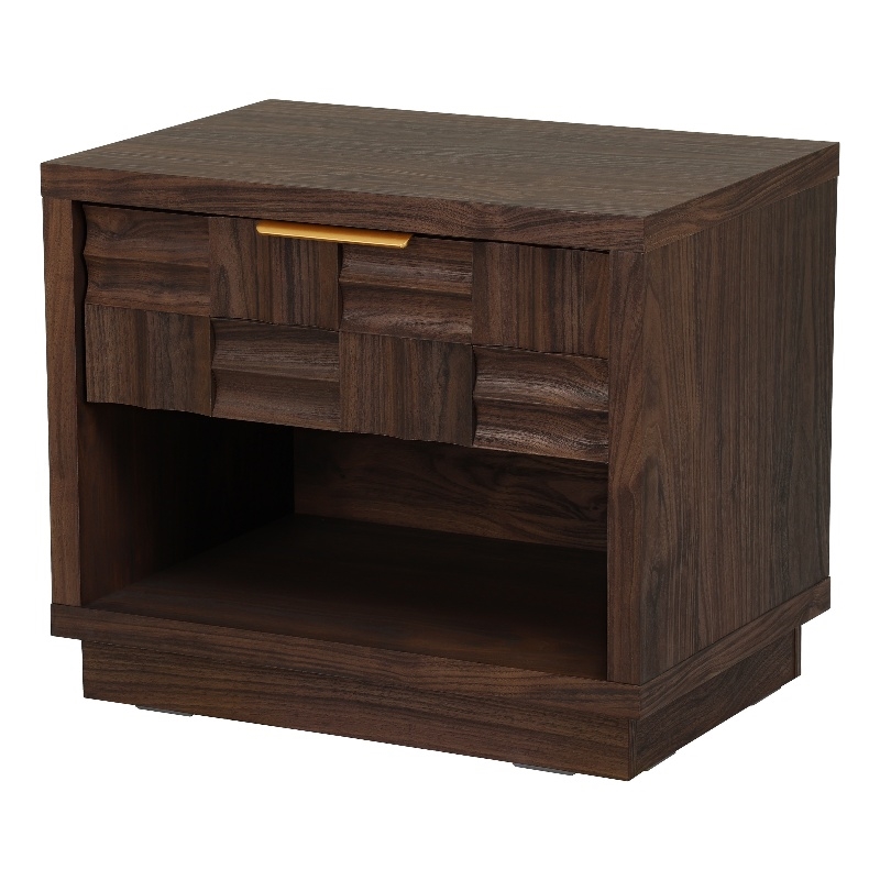 NPD Furniture Dreighton KD Nightstand/Side Table 1 Drawer in Coffee Brown