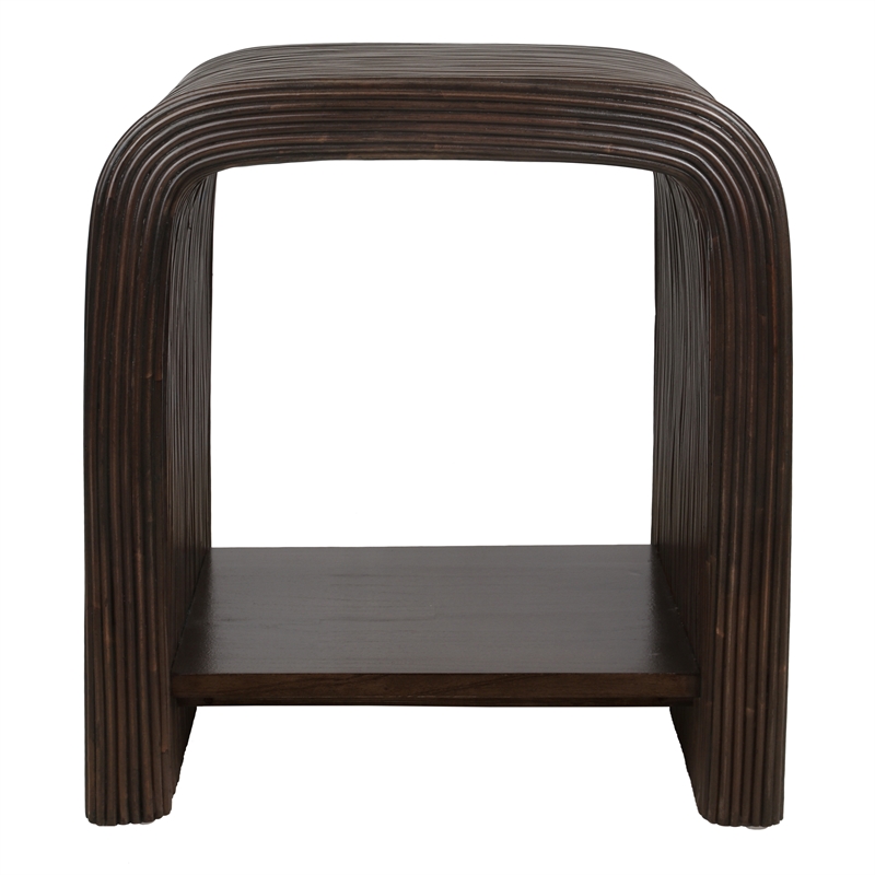 NPD Furniture Kyran Rattan Side/End Table in Espresso Brown