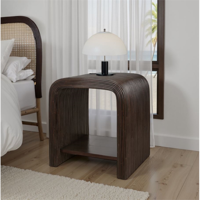 NPD Furniture Kyran Rattan Side/End Table in Espresso Brown