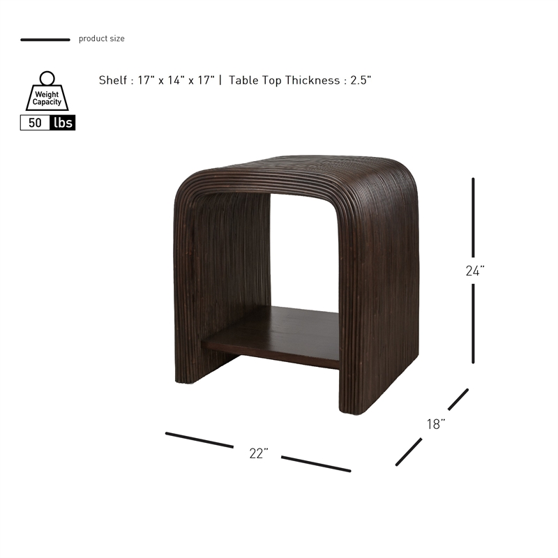 NPD Furniture Kyran Rattan Side/End Table in Espresso Brown
