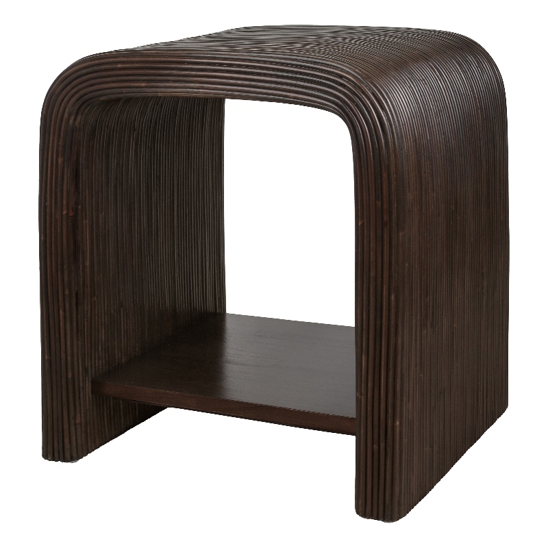 NPD Furniture Kyran Rattan Side/End Table in Espresso Brown