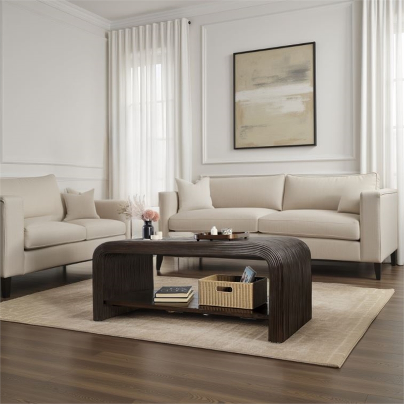 NPD Furniture Kyran Rattan Coffee Table in Espresso Brown