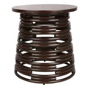New Pacific Direct Zeke Rattan Side/End Table w/ Wood Top in Espresso Brown