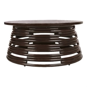 New Pacific Direct Zeke Rattan Coffee Table w/ Wood Top in Espresso Brown