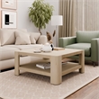NPD Furniture Trevin KD Square Coffee Table with Open Shelf in Beige