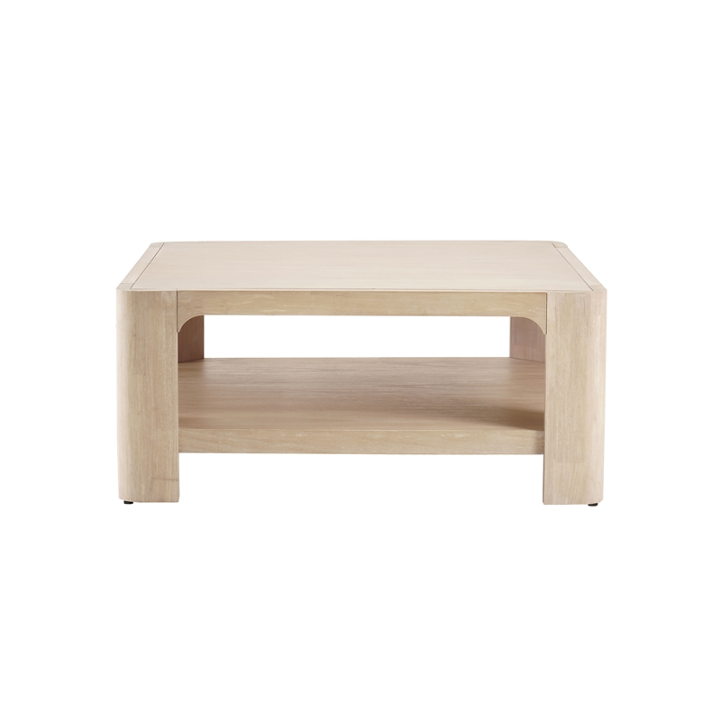 NPD Furniture Trevin KD Square Coffee Table with Open Shelf in Beige