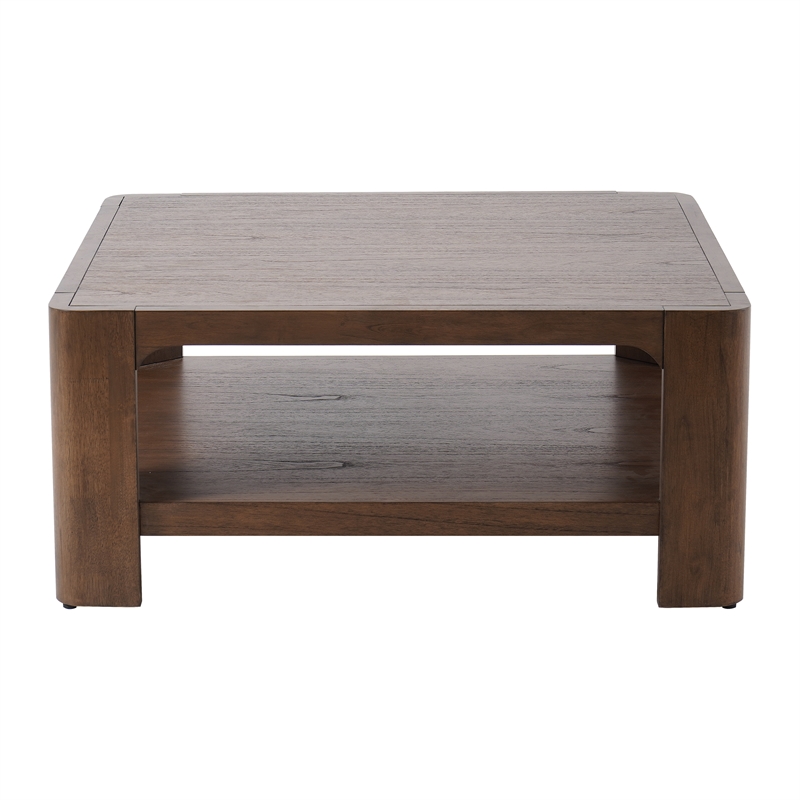 New Pacific Direct Trevin KD Square Coffee Table with Open Shelf in Walnut