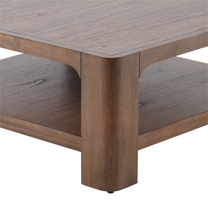 New Pacific Direct Trevin KD Square Coffee Table with Open Shelf in Walnut