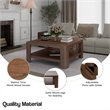 NPD Furniture Trevin KD Square Coffee Table with Open Shelf in Walnut