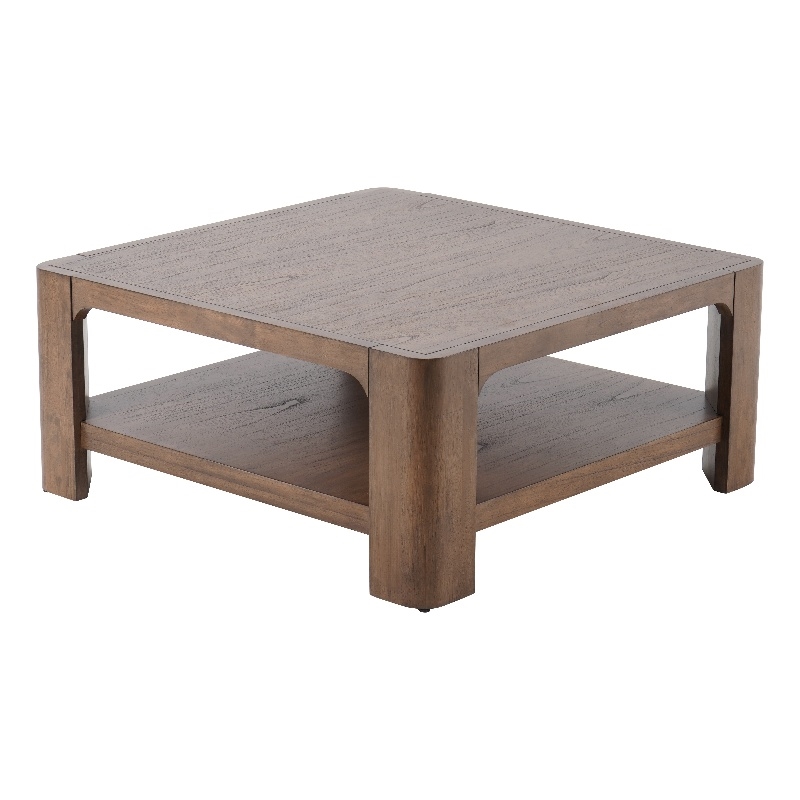New Pacific Direct Trevin KD Square Coffee Table with Open Shelf in Walnut
