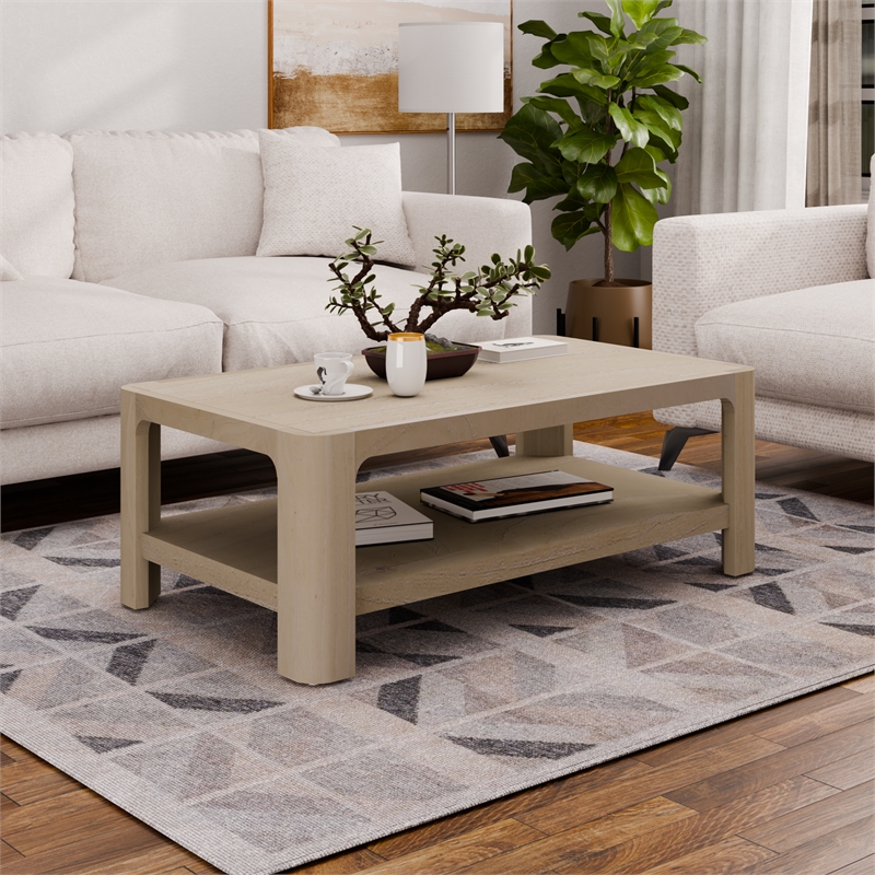 New Pacific Direct Trevin KD Rectangular Coffee Table in Weathered Sand