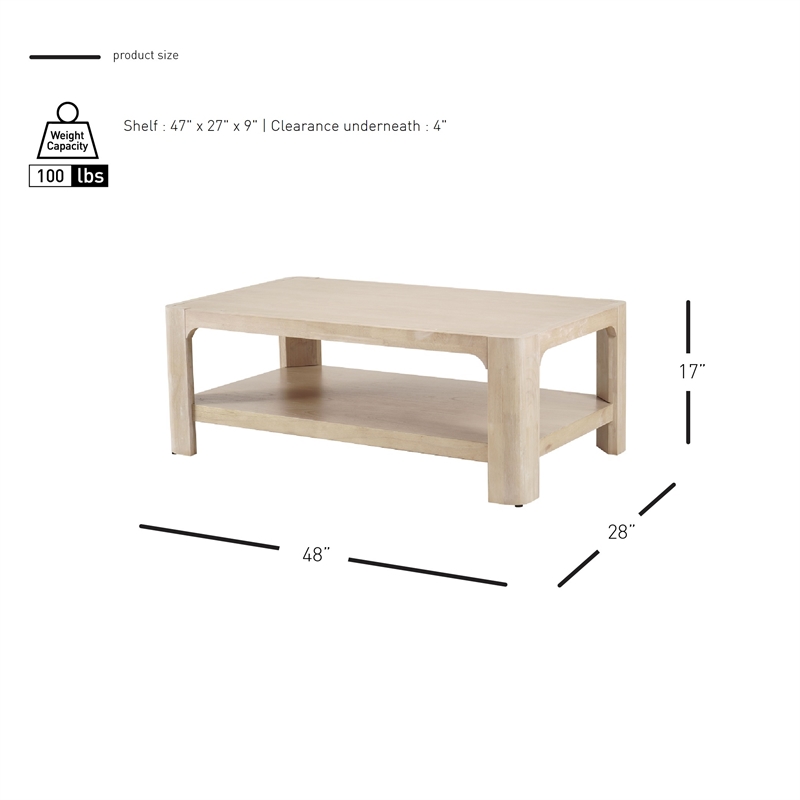 New Pacific Direct Trevin KD Rectangular Coffee Table in Weathered Sand