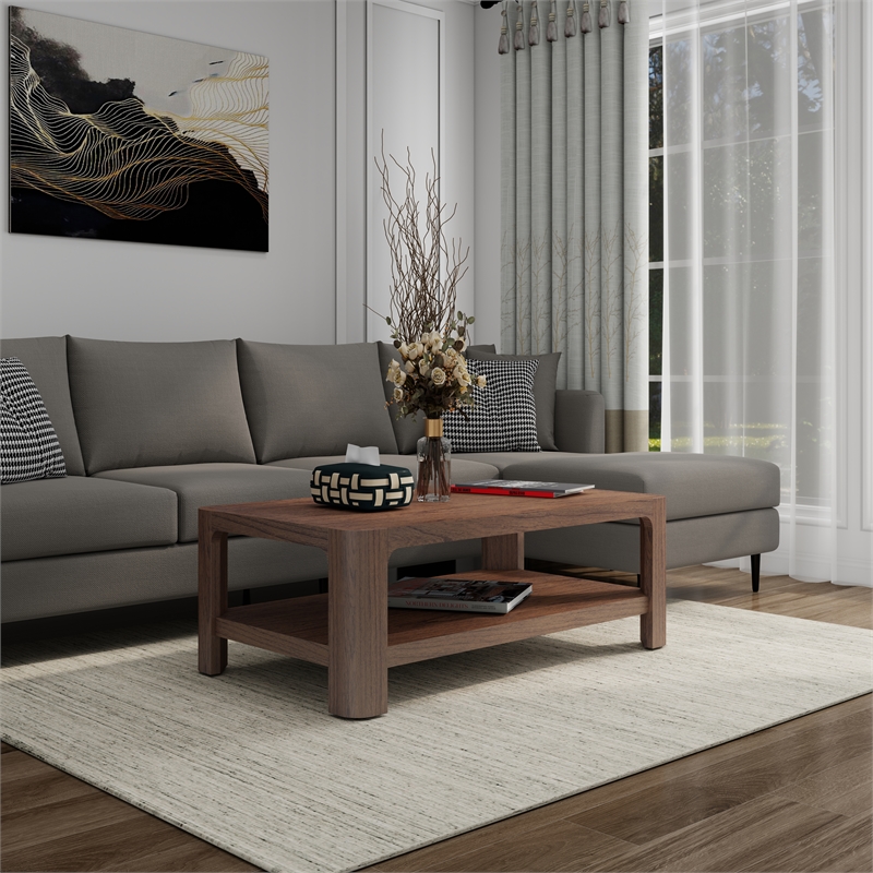 New Pacific Direct Trevin KD Rectangular Coffee Table in Walnut