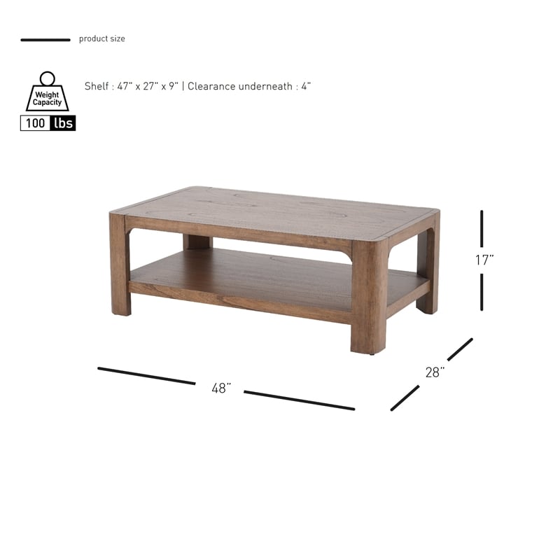 New Pacific Direct Trevin KD Rectangular Coffee Table in Walnut